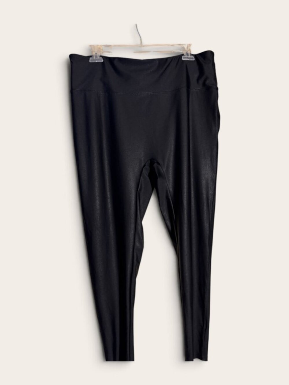 Soft Surroundings Black Faux Leather Leggings Sz L